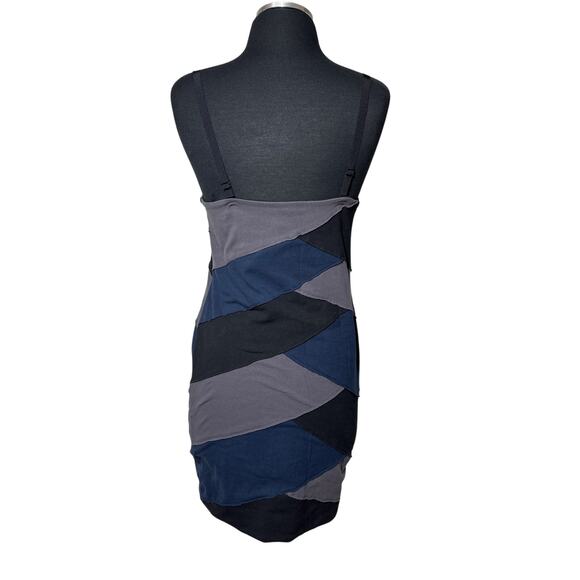 Free People Patchwork Sleeveless Bodycon Mini Dress Beaded Neckline Size L Boho - Picture 6 of 11